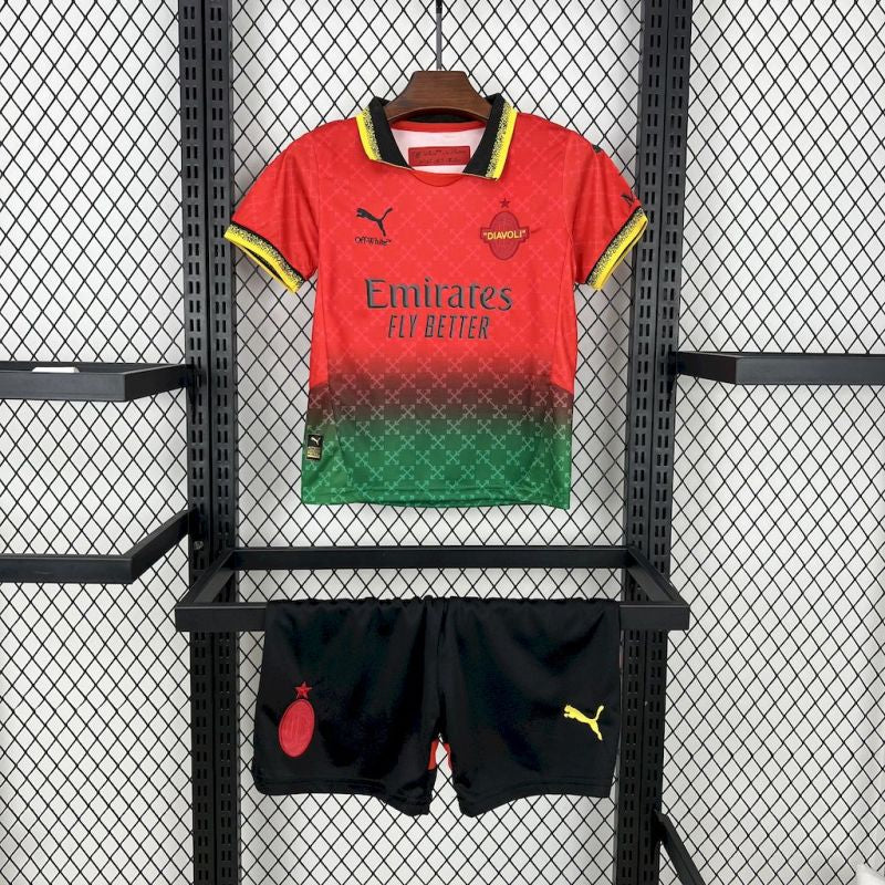 Off White X Ac Milan Red Kids Kit - AscendoJerseys