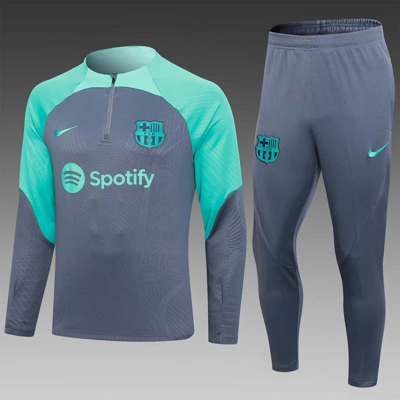Barcelona X Grey Green Neon Tracksuit - AscendoJerseys